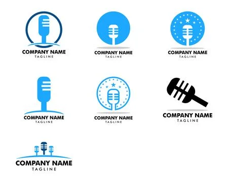 Set of Microphone logo icon, Podcast logo icon designs vector Stock Illustration
