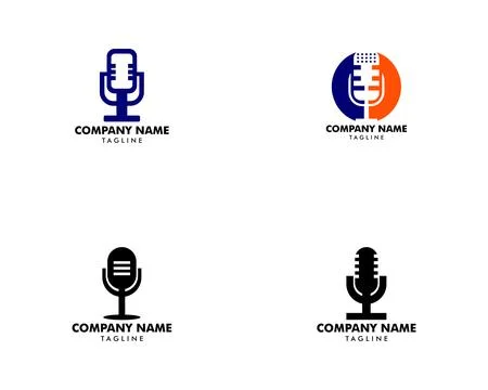 Set of Microphone logo icon, podcast logo icon designs vector Stock Illustration