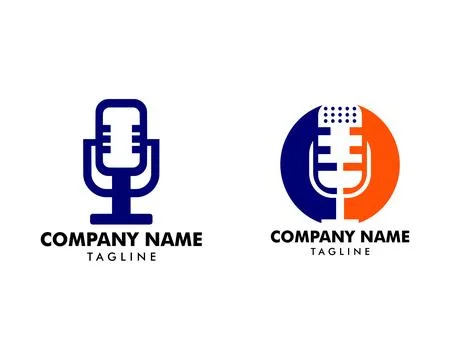 Set of Microphone logo icon, podcast logo icon designs vector Stock Illustration