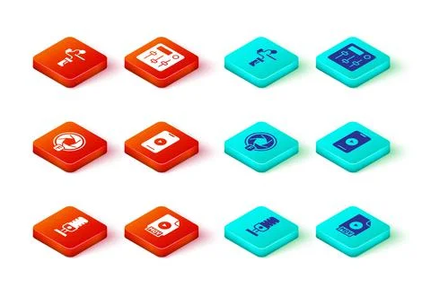 Set Microphone, MOV file document, Camera shutter, Online play video, Sound.. Illustrazione stock