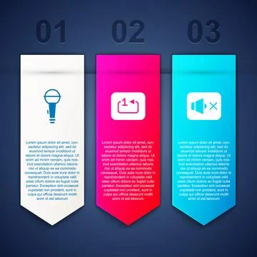 Set Microphone, Repeat track music player and Speaker mute. Business infographic Stock Illustration