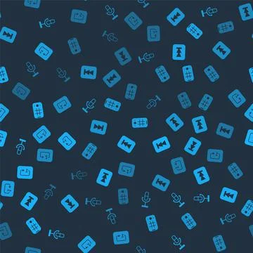 Set Microphone, Rewind button, Selfie mobile and Repeat track music player on Stock Illustration