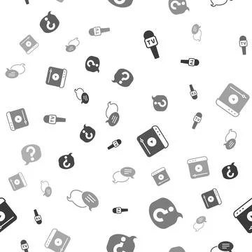 Set Microphone, Speech bubble chat, Live stream and on seamless pattern. Vector Stock Illustration