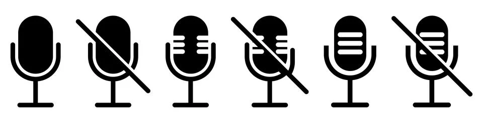 Set of Microphone Vector Icon Stock Illustration