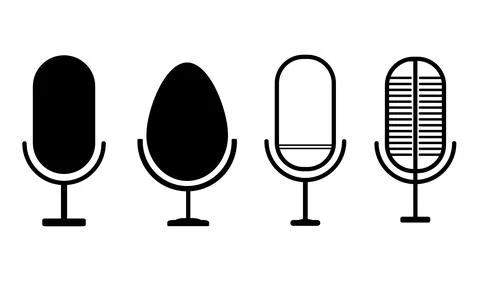 Set of microphones icon vector design isolated white background Stock Illustration