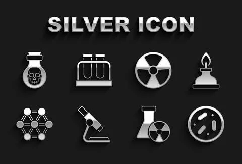Set Microscope, Alcohol or spirit burner, Petri dish with bacteria, Test tube イラスト素材