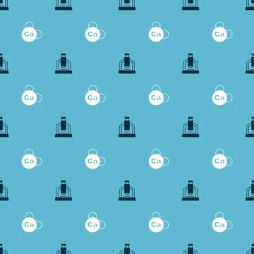 Set Microscope and Mineral Ca Calcium on seamless pattern. Vector イラスト素材