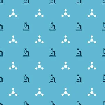 Set Microscope and Molecule on seamless pattern. Vector Stockillustratie