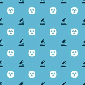 Set Microscope and Radioactive on seamless pattern. Vector Stock Illustration