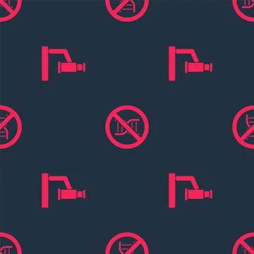 Set Microscope and Stop GMO on seamless pattern. Vector Stock Illustration