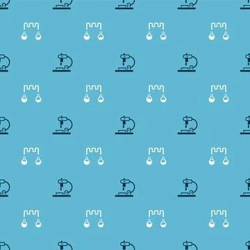 Set Microscope and Test tube and flask on seamless pattern. Vector イラスト素材