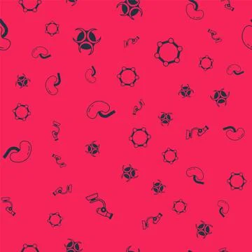 Set Microscope, Biohazard symbol, Human kidney and Molecule on seamless pattern 库存插图