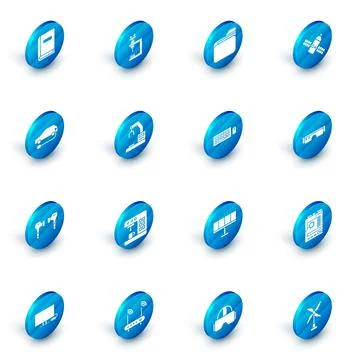 Set Microscope, Document folder, Satellite, Electric car, Air headphones イラスト素材