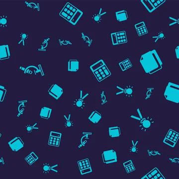 Set Microscope, File document, Calculator and Medal on seamless pattern. Vect 스톡 일러스트