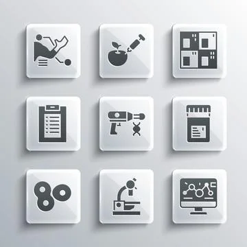 Set Microscope, Genetic engineering modification, Jar with additives, Transfer Stock Illustration