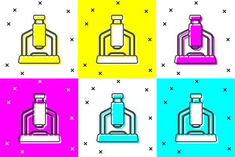 Set Microscope icon isolated on color background. Chemistry, pharmaceutical.. 스톡 일러스트