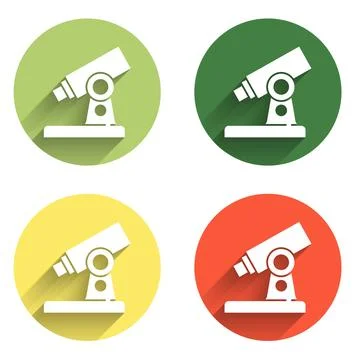 Set Microscope icon isolated with long shadow background. Chemistry, pharma.. 스톡 일러스트