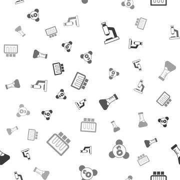 Set Microscope, Ozone, Test tube and  on seamless pattern. Vector イラスト素材