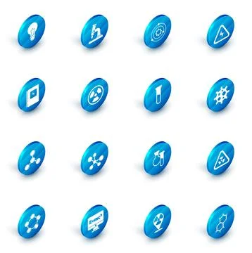 Set Microscope, Solar system, High voltage, Electrical panel, Molecule Stock Illustration