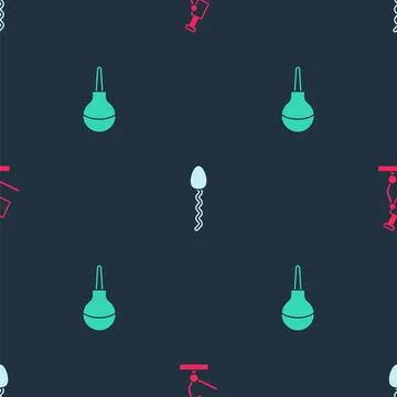 Set Microscope, Sperm and Enema on seamless pattern. Vector Stockillustratie