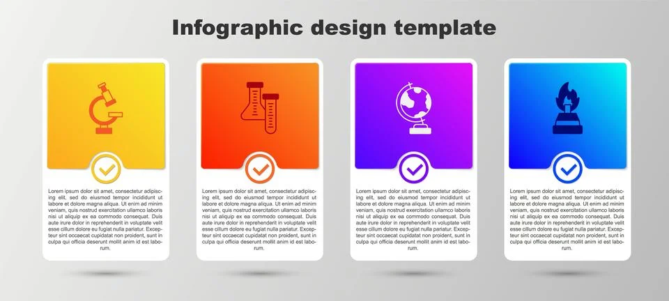 Set Microscope, Test tube, Earth globe and Alcohol or spirit burner. Business Stock Illustration