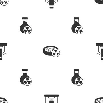 Set Microscope, Test tube with toxic liquid and on seamless pattern. Vector Stockillustratie