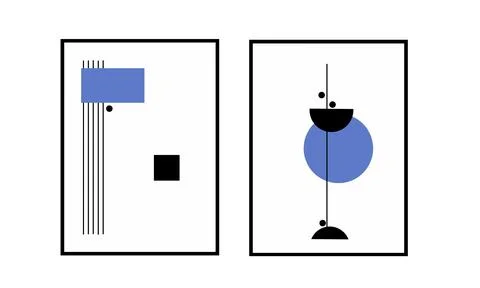 Set of mid century modern wall art. Collection of geometry print poster. Stock Illustration