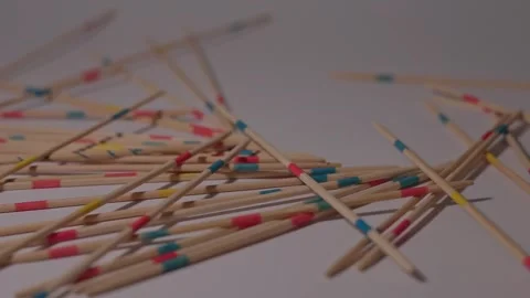 A Set of Mikado Sticks Falling in Slow Motion Video stock 289877482