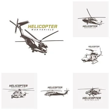 Set of Military War Helicopter Vector Logo Illustration. This design convey.. Stock-Illustration