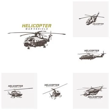 Set of Military War Helicopter Vector Logo Illustration. This design convey.. Stock-Illustration