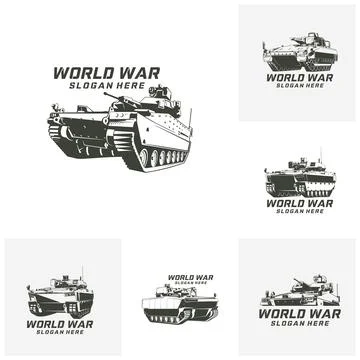 Set of Military War Tank Vector Logo Illustration. heavy military armored t.. Stock-Illustration