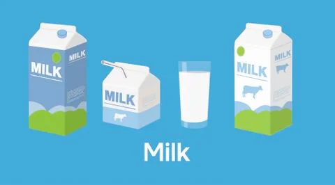 Set of milk in different packages Stock Illustration