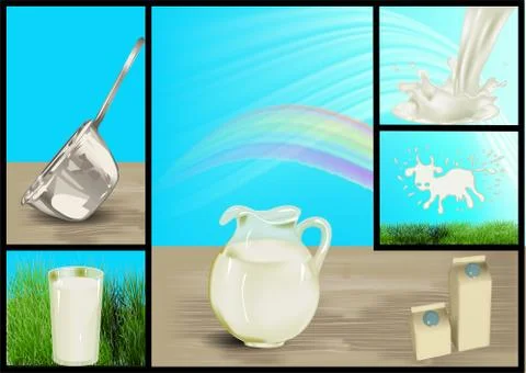 Set of milk Stock Illustration
