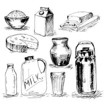 Set of milk products Stock Illustration