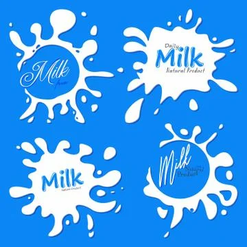 Set of Milk Splashes. Isolated Vector Blots Paint with Pace for Your Letterin Stock Illustration