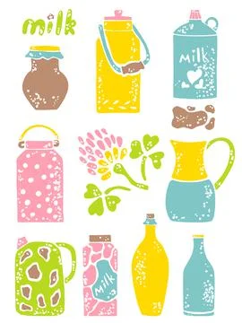 Set of milk things vol. 1 Stock Illustration
