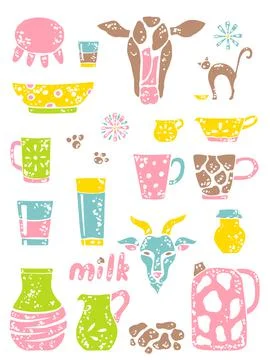 Set of milk things vol. 2 Stock Illustration