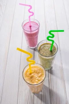 Set of milkshake Stock Photos