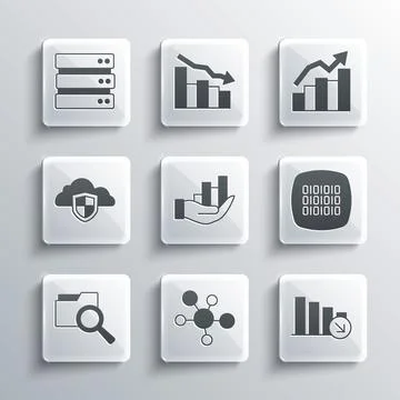 Set Mind map infographic, Financial growth decrease, Binary code, Pie chart 스톡 일러스트