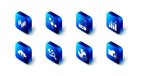 Set Mind map infographic, Server, Pie chart, Folder and lock, Financial growth Illustrazione stock