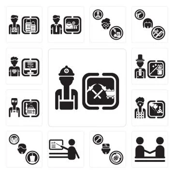 Set of Miner, human resources, Mechanic, Teacher, Politician, Clown, Welder,  Free Stock Illustration