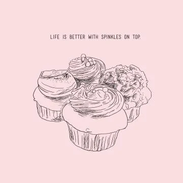 Set of mini cupcakes  vector. Stock Illustration