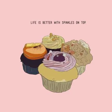 Set of mini cupcakes  vector. Stock Illustration