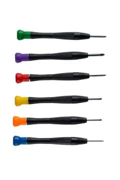Set of mini screw drivers isolated on white background Stock Photos
