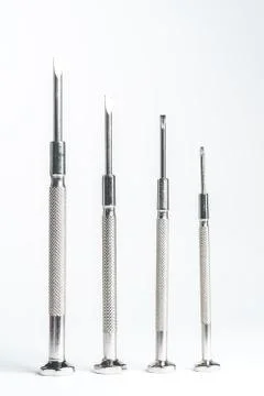 A set of mini screwdrivers isolated Stock Photos