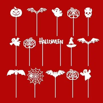 Set of mini toppers for Halloween.  Stock Illustration