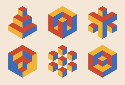 Set of minimal 20s geometric design elements 스톡 일러스트