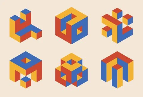 Set of minimal 20s geometric design elements Stock Illustration