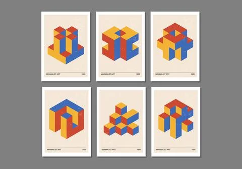Set of minimal 20s geometric design posters Stock Illustration