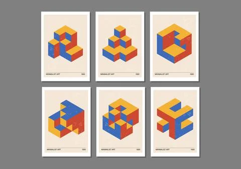 Set of minimal 20s geometric design posters Stock Illustration